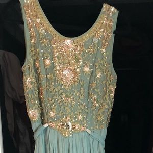 Turkish handmade long formal dress with beaded top